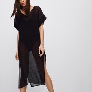 Aritzia Babaton Sheer "Jessie" Dress Cover-Up Overlay in Black